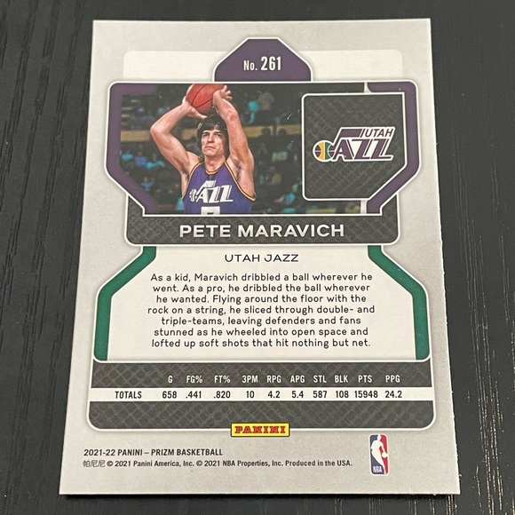 2020-21 PISTOL PETE MARAVICH Utah Jazz Prizm Basketball Card #261 - Picture 2 of 2